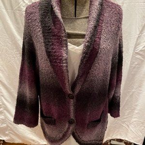 ECI Purple and Black Nubby Boucle Knit Cardigan